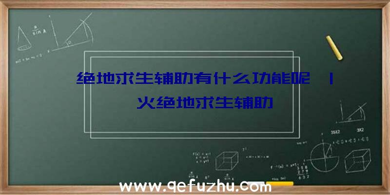 「绝地求生辅助有什么功能呢」|烽火绝地求生辅助